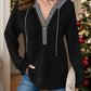 Full Size Waffle-Knit Contrast Long Sleeve Hoodie