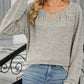 Full Size Cutout Round Neck Long Sleeve T-Shirt