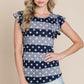 BOMBOM Striped Round Neck Cap Sleeve T-Shirt