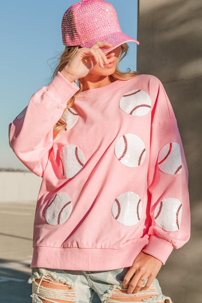 BiBi Sequin Baseball Patches French Terry Sweatshirt - Brand BiBi