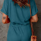 Full Size Drawstring V-Neck Short Sleeve Romper