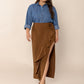 Plus Size Ruffled Slit High Rise Skirt