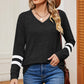 Striped V-Neck Long Sleeve T-Shirt
