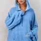Double Take Half Zip Long Sleeve Hoodie with Kangaroo Pocket