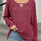 Full Size Cutout Round Neck Long Sleeve T-Shirt