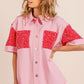 BiBi Sequin Detail Raw Hem Short Sleeve Shirt - Brand BiBi