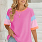 Lovelet Color Block Round Neck Half Sleeve T-Shirt