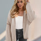 Double Take Contrast Open Front Dropped Shoulder Cardigan
