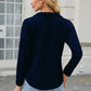 Texture Collared Neck Long Sleeve Blouse