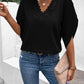 Lace Detail V-Neck Half Sleeve Blouse