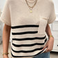 Devine Striped Round Neck Short Sleeve Sweater