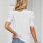 Eyelet Puff Sleeve Round Neck Blouse