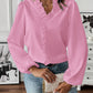 Ruffled V-Neck Long Sleeve Blouse