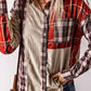 Plaid Patchwork Collared Neck Shacket