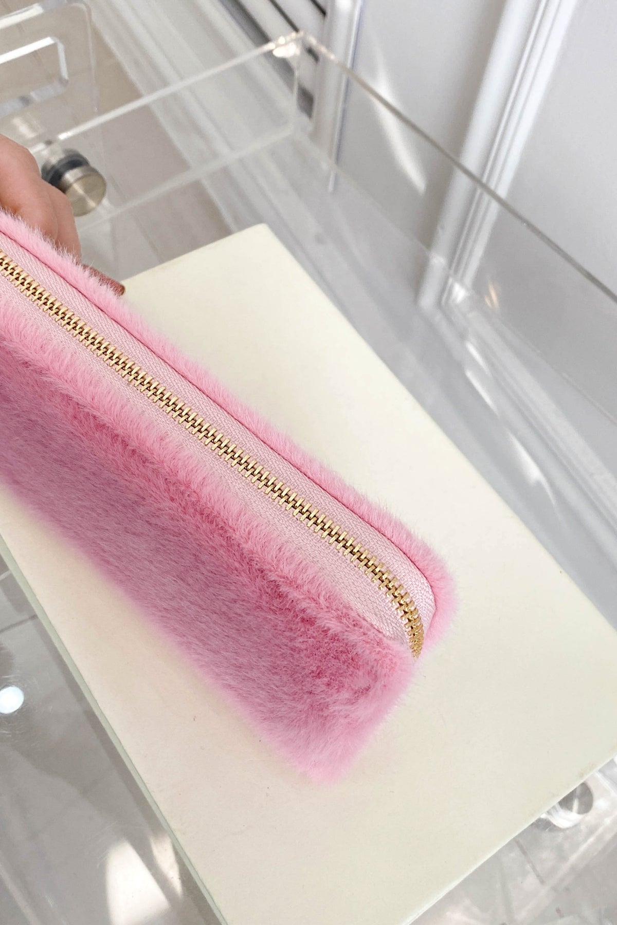 Solid Color Fluff Rectangle Wallet