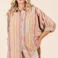 Mittoshop Striped Bubble Sleeve Button Down Shirt
