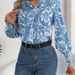 Printed Collared Neck Lantern Sleeve Shirt