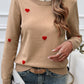Devine Lace Detail Heart Long Sleeve Sweater