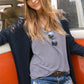Openwork Side Slit Open Front Long Sleeve Cardigan