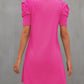 Round Neck Puff Sleeve Mini Dress