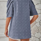 Full Size Swiss Dot Round Neck Short Sleeve Blouse