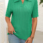 Mandy Cable Knit Johnny Collar Half Sleeve Sweater