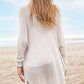 Openwork Side Slit Open Front Long Sleeve Cardigan