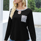 Cutout Leopard Round Neck Long Sleeve T-Shirt