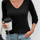 V-Neck Long Sleeve Knit Top