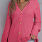 Openwork V-Neck Button Up Cardigan
