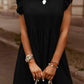 Full Size Ruffled Round Neck Cap Sleeve Denim Dress