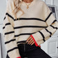 Striped Round Neck Dropped Shoulder Sweater
