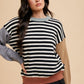 Annie Wear Striped Color Block Round Neck Sweater