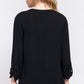 ACTIVE BASIC Full Size Notched Long Sleeve Woven Top