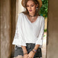 Plus Size Lace Detail V-Neck Three-Quarter Sleeve Blouse