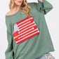 SAGE + FIG Full Size American Flag Patch Drop Shoulder T-Shirt