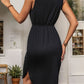 Slit Round Neck Sleeveless Mini Dress