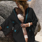 Embroidered Open Front Long Sleeve Cover Up