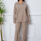 Dropped Shoulder Sweater and Long Pants Set