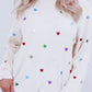 Heart Sequin Round Neck Long Sleeve Sweater
