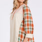 SAGE + FIG Exposed Seam Button Detail Plaid Top