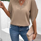 Lace Detail V-Neck Half Sleeve Blouse