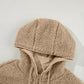 Drawstring Fleece Zip Up Hooded Jacket