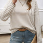 Striped Round Neck Dropped Shoulder Sweater
