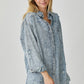 RISEN Distressed Raw Hem Denim Long Sleeve Shirt