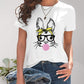 Rabbit Graphic Round Neck Short Sleeve T-Shirt