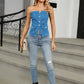 Smocked Tube Denim Top