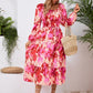 Full Size Printed Long Sleeve Midi Dress