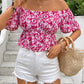 Peplum Printed Off-Shoulder Short Sleeve Blouse