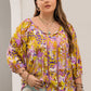 Plus Size Printed Tie Neck Blouse